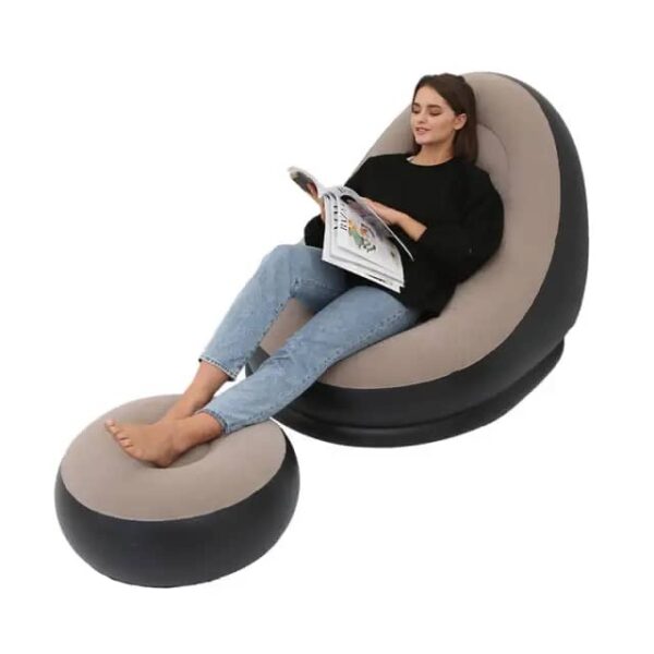 Inflatable air sofa with foot rest