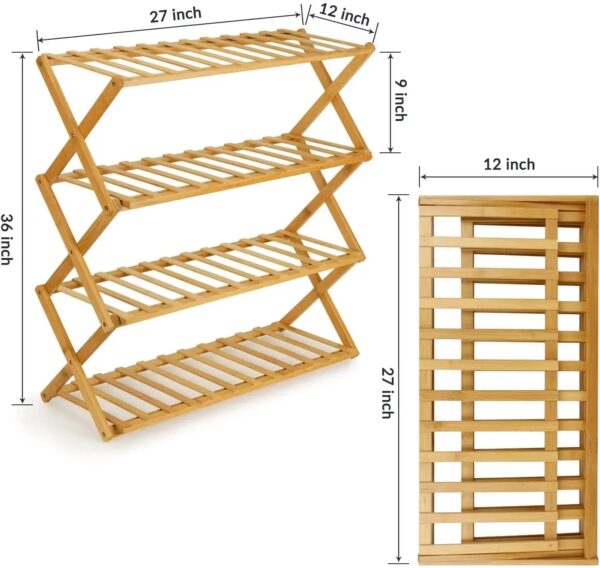 Multipurpose Bamboo Foldable Shoe Rack