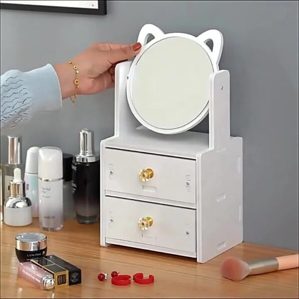 Makeup Mirror With Drawer Organizer & Jewelry Storage