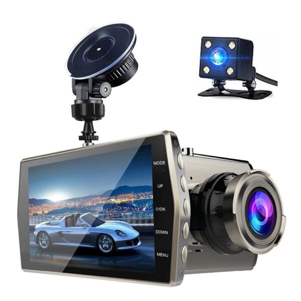 Auto Dash Camera Recorder HD 1080P 4 Inch Night Vision Dual Dash Camera Recorder 24H Car Parking Monitor