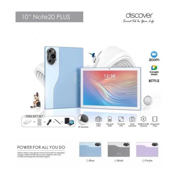 Discover Note 20 Plus 10.1” 8GB + 512GB Andriod Tablet PC