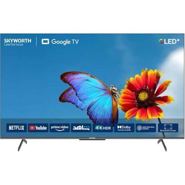 Skyworth 65 inch QLED UHD 4K Smart Google TV 65SUE9500, Voice Control, Chromecast Built-in, Netflix, Youtube, Prime Video, Bluetooth, Inbuilt Free To Air Deccoder – Black